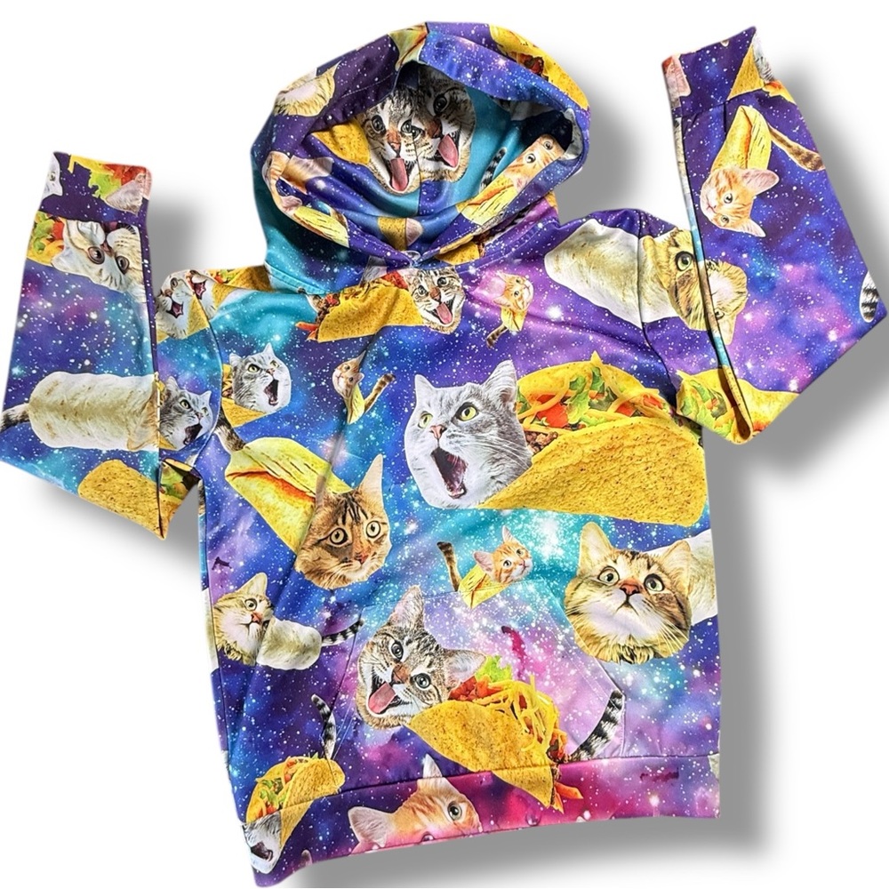 Funnycokid Cats and Tacos Funny Hoodie Sweatshirt
